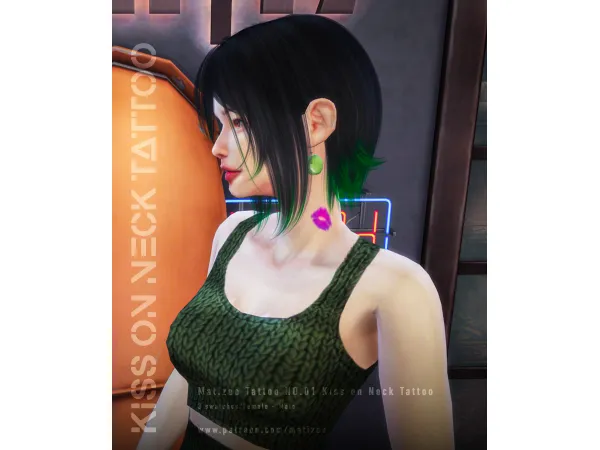 Mix [Matizee] Tattoo NO01 Kiss on Neck - The Sims 4 Custom Content