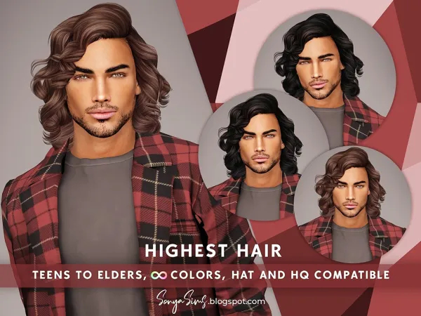Alpha SONYASIMS HIGHEST HAIR MALES - The Sims 4 Custom Content