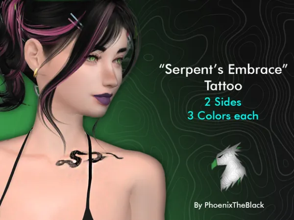 Mix Serpent's Embrace Tattoo by PhoenixTheBlack - The Sims 4 Custom Content