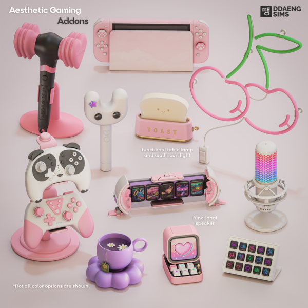 Alpha Aesthetic Gaming Addons by simsfinds - The Sims 4 Custom Content