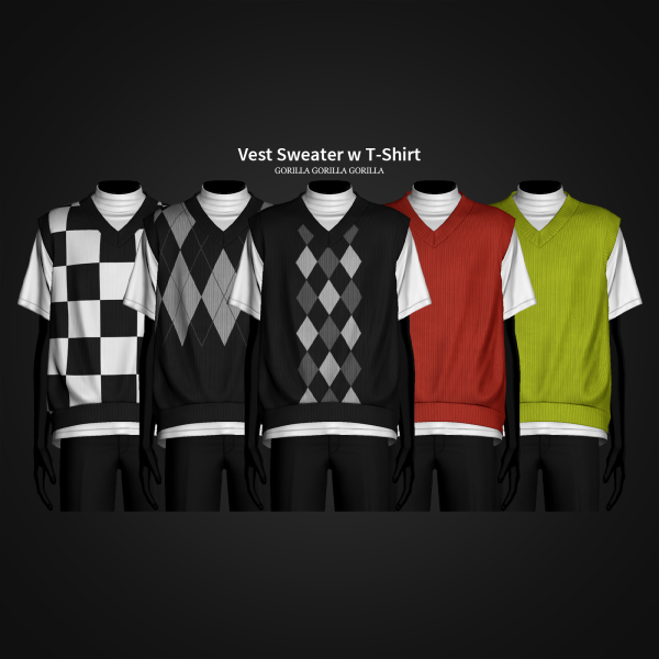 Alpha Vest Sweater w T Shirt by simsfinds - The Sims 4 Custom Content