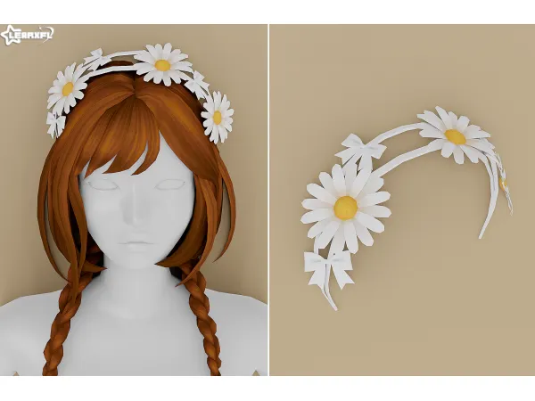 Maxis Match Spring Farm Daisy Headband by Learxfl - The Sims 4 Custom Content