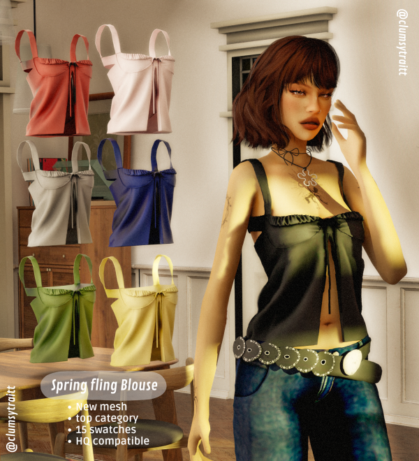 Alpha Spring fling Blouse by simsfinds - The Sims 4 Custom Content