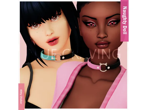 Mix Blue Craving Kitty Choker - The Sims 4 Custom Content