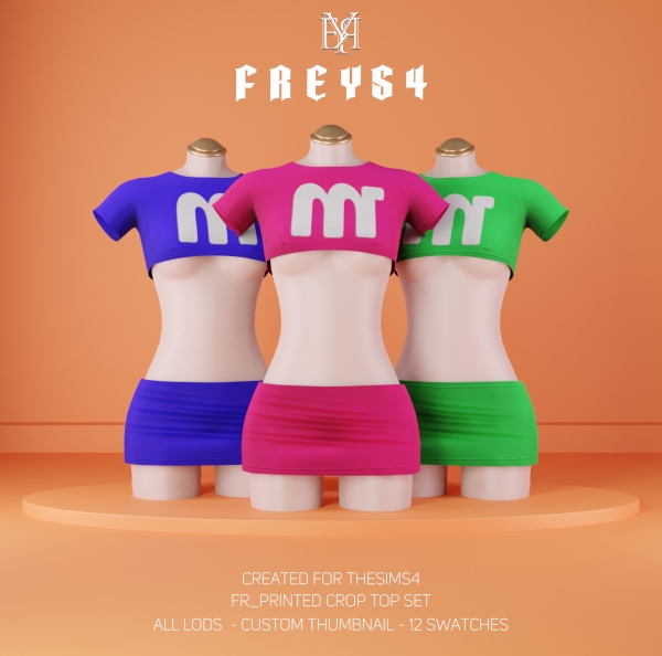 Maxis Match Printed Crop top Set by freys4 - The Sims 4 Custom Content