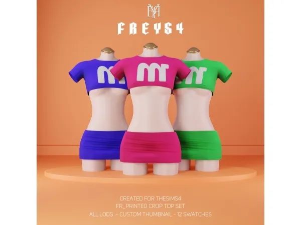 Maxis Match Printed Crop top Set - The Sims 4 Custom Content