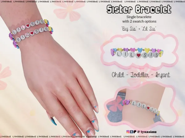 Alpha Sister Bracelets (Infant Toddler Child) by simsfinds - The Sims 4 Custom Content
