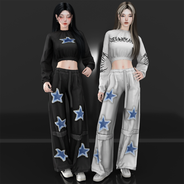 Alpha gowly stars outfit by whimp - The Sims 4 Custom Content