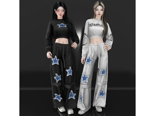 Alpha gowly stars outfit - The Sims 4 Custom Content