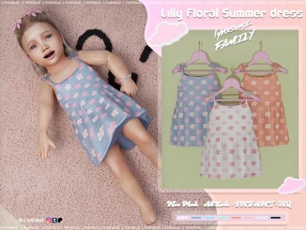 Alpha Lilly Floral Summer Dress Infant by lynxsimzfamily - The Sims 4 Custom Content