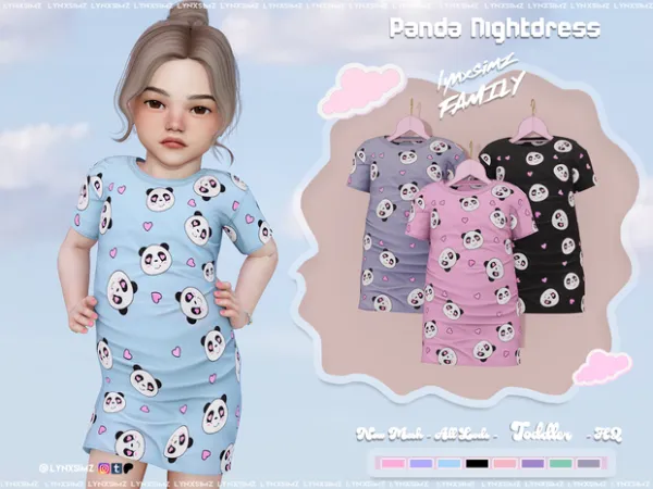 Alpha Panda Night Dress Toddler by simsfinds - The Sims 4 Custom Content