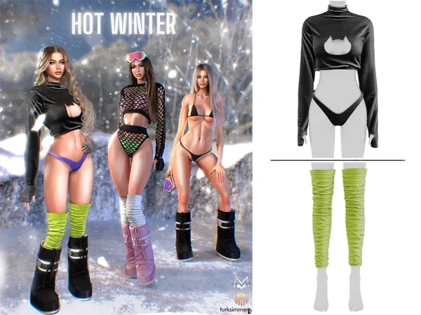 Alpha HOT WINTER COLLECTION Cat Detailed Sweatshirt S279 Panties S280 Gaiter S281 - The Sims 4 Custom Content