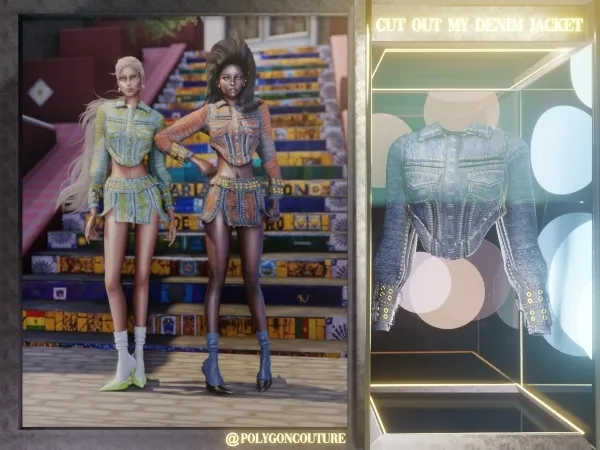 Alpha Cut out my denim Jacket - The Sims 4 Custom Content