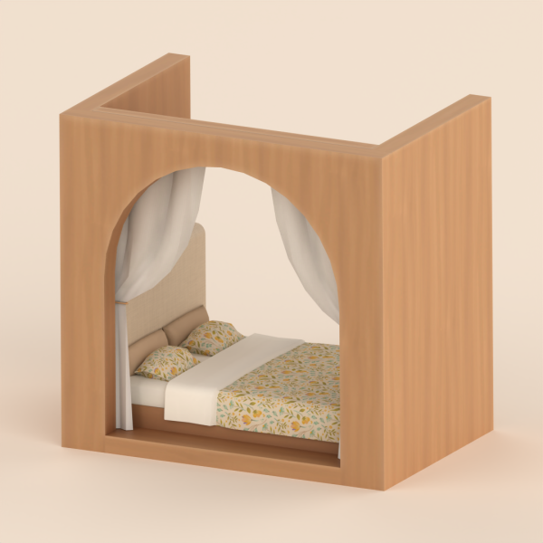 Maxis Match Arched Beam Bed by simsfinds - The Sims 4 Custom Content