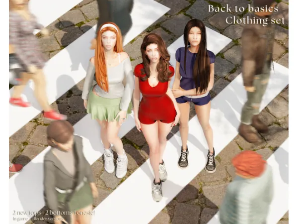 Alpha BACK TO BASICS CLOTHING SET by tauve - The Sims 4 Custom Content