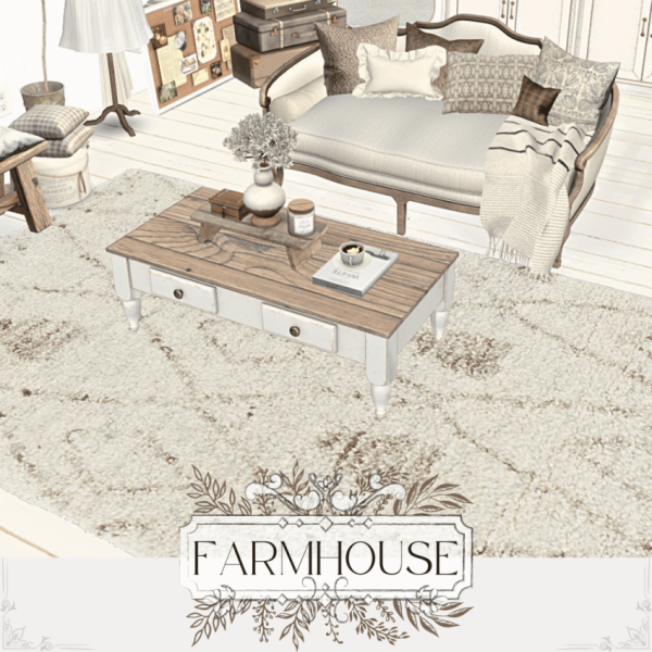 Alpha Farmhouse 2024 Coffee table by simsfinds - The Sims 4 Custom Content