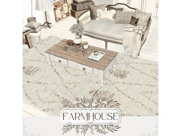 Alpha Farmhouse 2024 Coffee table by Sims4Luxury - The Sims 4 Custom Content
