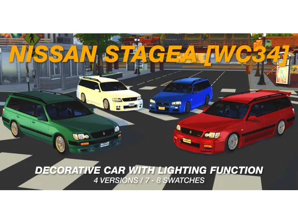 Alpha Tyler Winston Cars 1997 Nissan Stagea WC34 Series 1 - The Sims 4 Custom Content