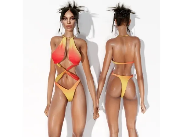 Alpha Plunging Cross Body Cut Out Swimsuit cool_content_star - The Sims 4 Custom Content
