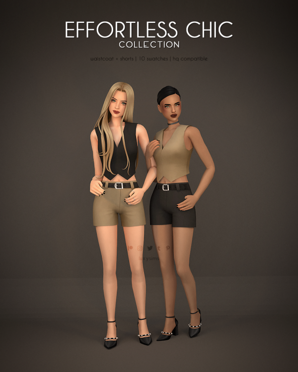 Alpha Waistcoat Shorts Effortless Chic Collection by luxysims - The Sims 4 Custom Content