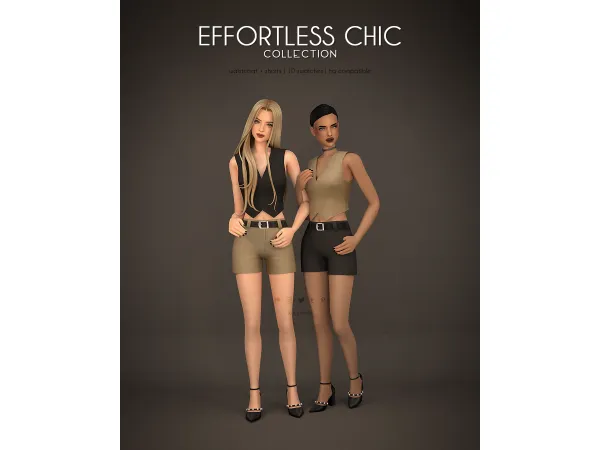 Alpha Waistcoat Shorts Effortless Chic Collection - The Sims 4 Custom Content