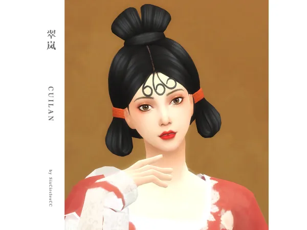 Maxis Match Chinese Hairstyle Cuilan by SixCirclesCC - The Sims 4 Custom Content