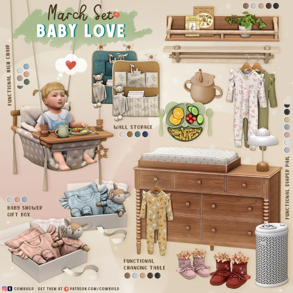 Maxis Match March 2024 Set (2) Baby Love by cowbuild - The Sims 4 Custom Content