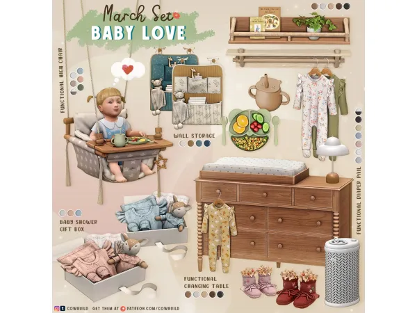 Maxis Match March 2024 Set (2) Baby Love by Cowbuild - The Sims 4 Custom Content