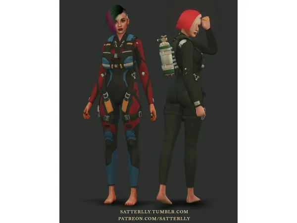 Alpha Cyberpunk 2077 Judy's neoprene diving suit Judy's cyberware - The Sims 4 Custom Content