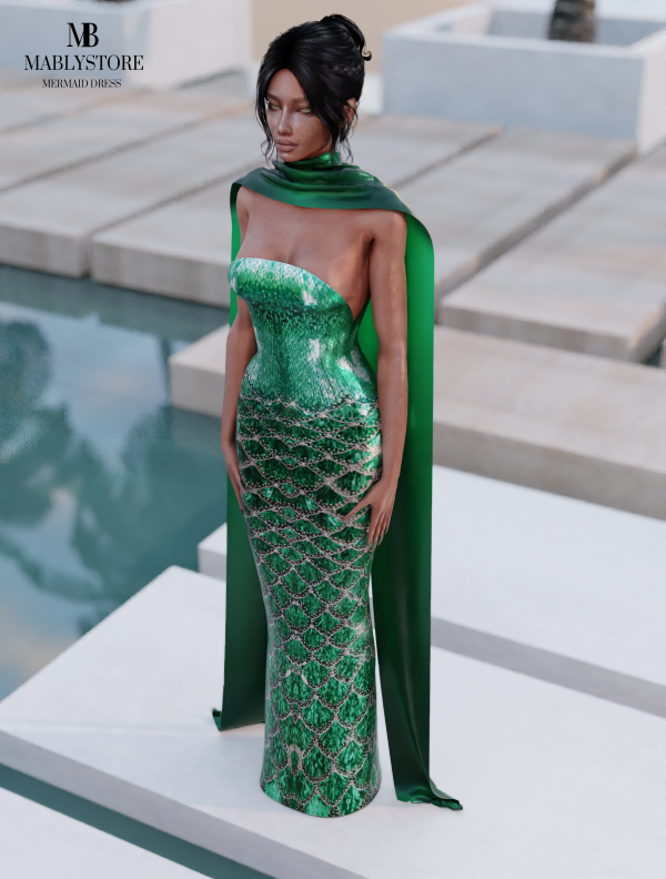 Alpha MERMEID DRESS by simsfinds - The Sims 4 Custom Content