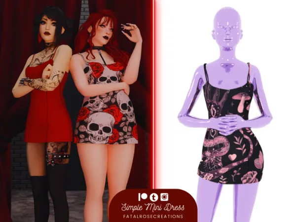 Alpha Simple Mini Dress - The Sims 4 Custom Content