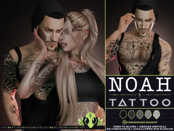 Mix Noah Tattoo by unidentifiedsim - The Sims 4 Custom Content