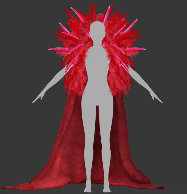 Alpha [Cape with feathers] FBXOBJ files by simsfinds - The Sims 4 Custom Content