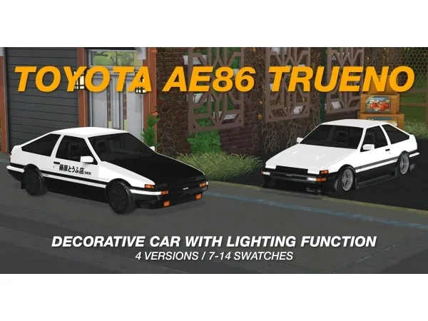 Alpha 1985 Toyota AE86 Sprinter Trueno GT Apex by tylerwcars - The Sims 4 Custom Content