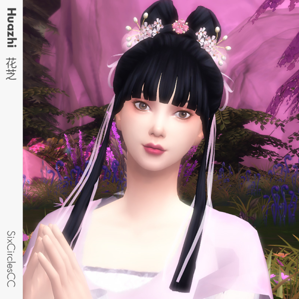 Maxis Match Chinese Hairstyle Huazhi by simsfinds - The Sims 4 Custom Content