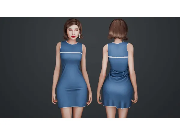 Alpha 1970 A line Dress by Belonka - The Sims 4 Custom Content