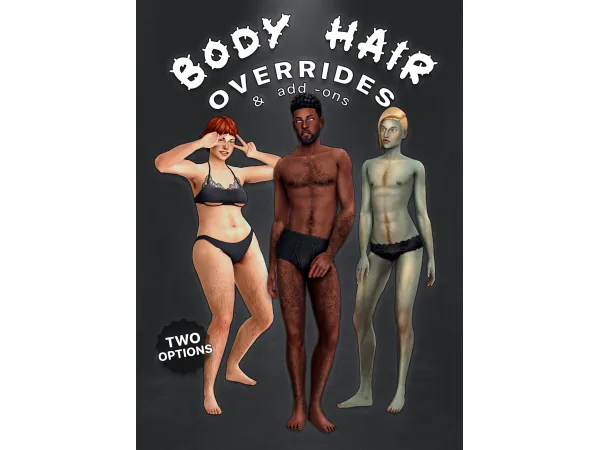 Sims 4 Mix Vello Corporal CC: Body Hair Overrides by m0ckest