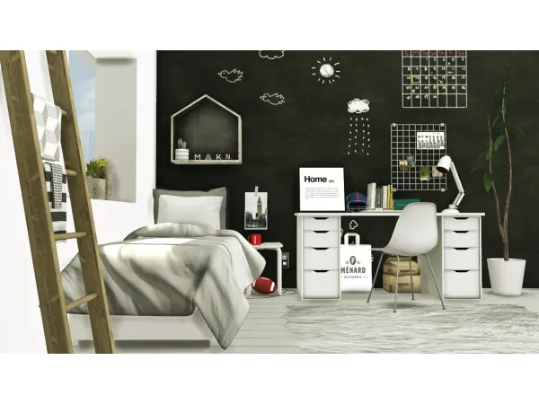 Alpha Scandinavian Style Boys Room - The Sims 4 Custom Content