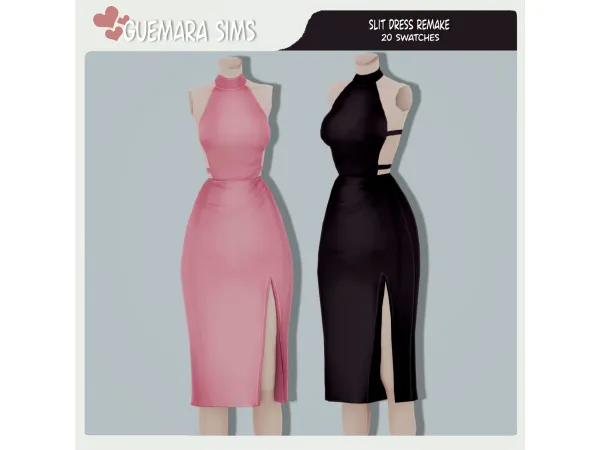 Mix Slit Dress Remake by Guemara - The Sims 4 Custom Content