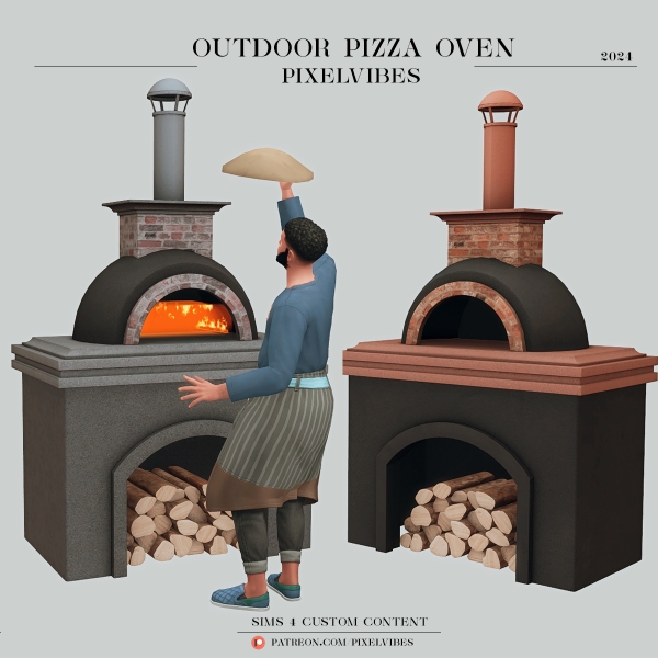 Alpha Outdoor Pizza Oven by pixelvibes - The Sims 4 Custom Content