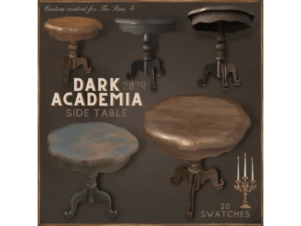 Alpha Dark Academia 2024 Side table by Sims4Luxury - The Sims 4 Custom Content