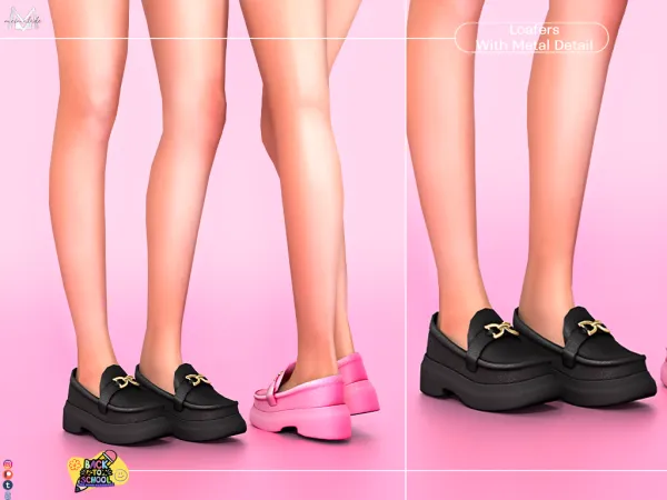Alpha Loafers With Metal Detail S374 by mermaladesims - The Sims 4 Custom Content