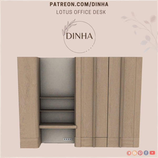 Alpha Lotus Office Desk by dinhagamer - The Sims 4 Custom Content