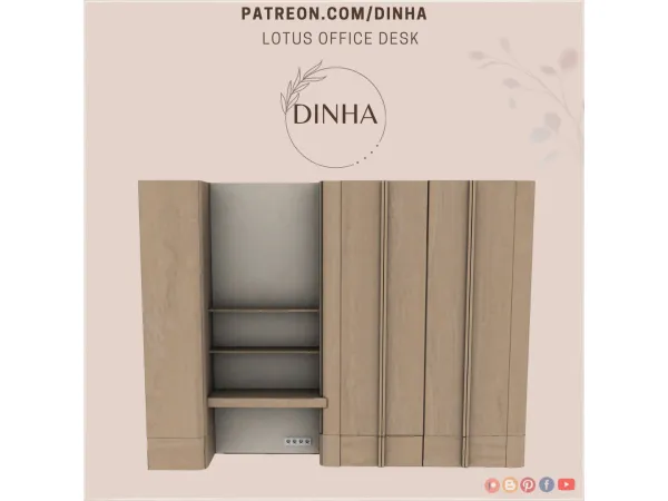 Alpha Lotus Office Desk - The Sims 4 Custom Content