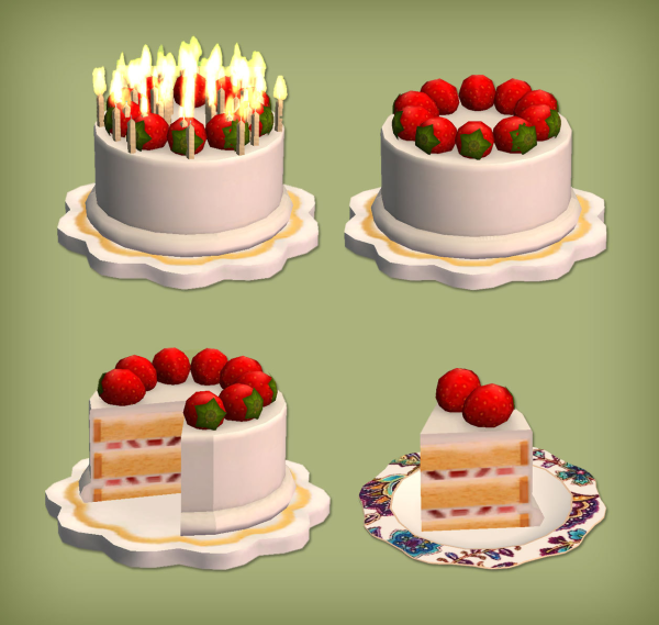 ONI Strawberry Birthday Cake for by simsfinds - The Sims 2 Custom Content