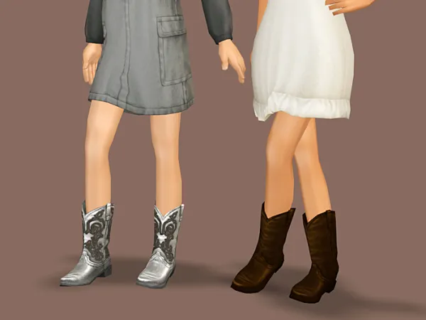 Yuxi Cowboy Boots Pantless CF Repod - The Sims 2 Custom Content