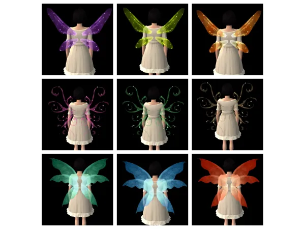 Recolors freezerbunny sims2 3t2 fairy wings in eversims colors - The Sims 2 Custom Content