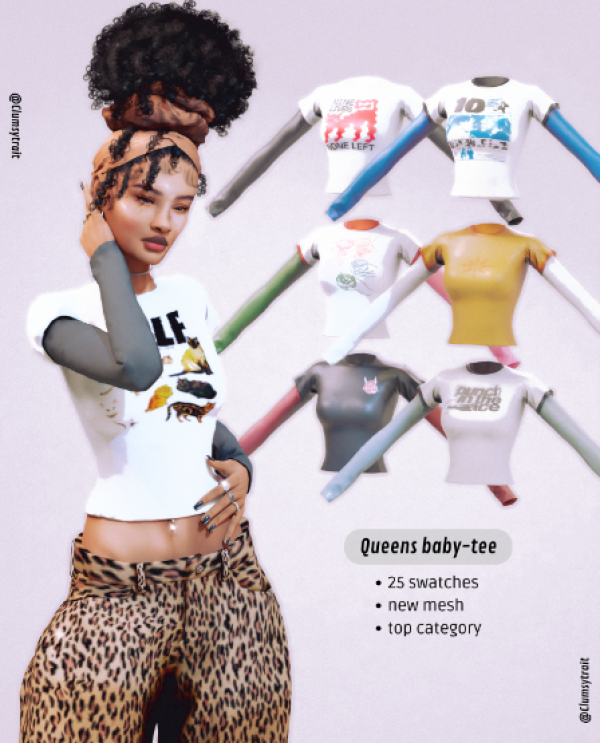 Alpha Queens Baby tee by simsfinds - The Sims 4 Custom Content