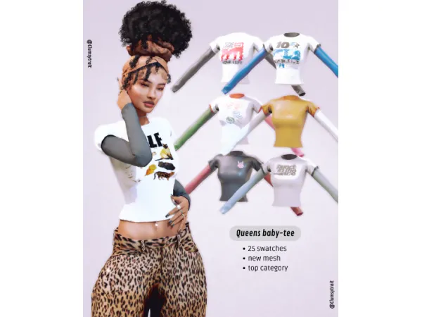 Alpha Queens Baby tee by Taüve - The Sims 4 Custom Content