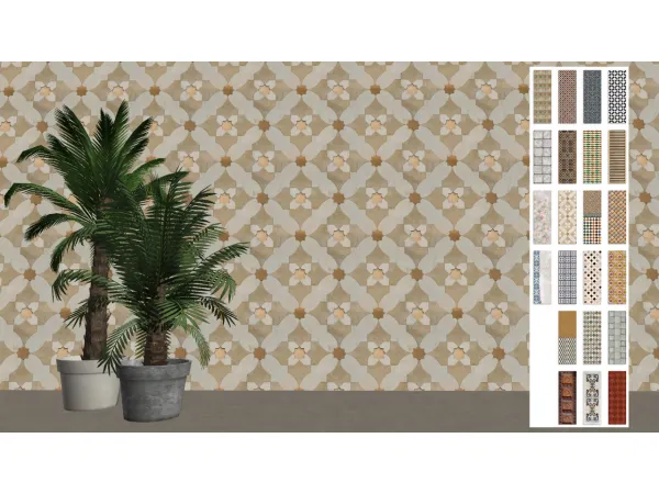 FAZENDA III 20 Tiles Stone Walls 2 Murals - The Sims 2 Custom Content